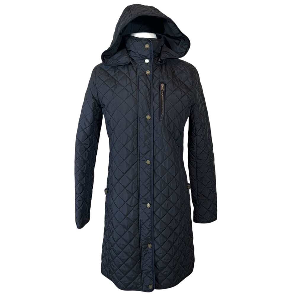 Lauren Ralph Lauren Black Quilted Coat with Removable Hood